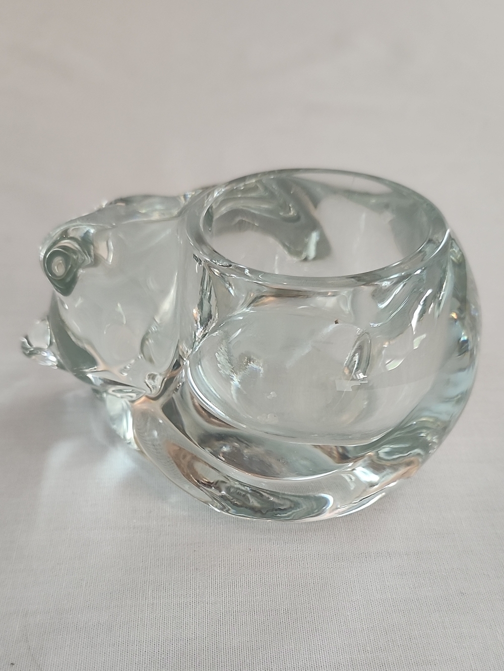 Vintage INDIANA Glass Kiity Cat All Curled Up And Sleepimg Candle Votive